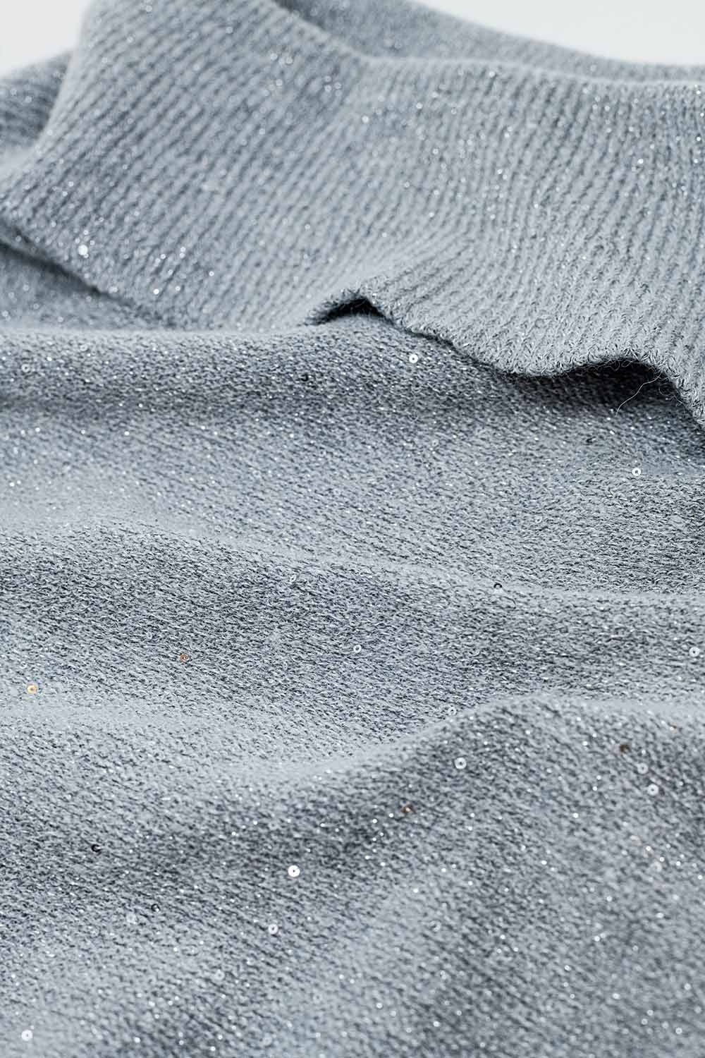 Grey boat neck sweater with sequins - jumper
