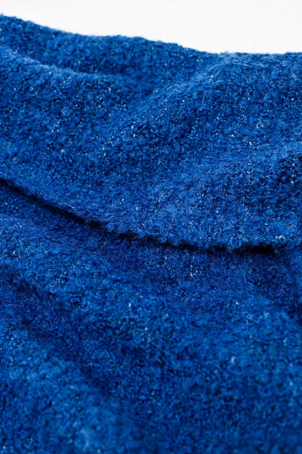 soft knitted high neck sweater in blue color