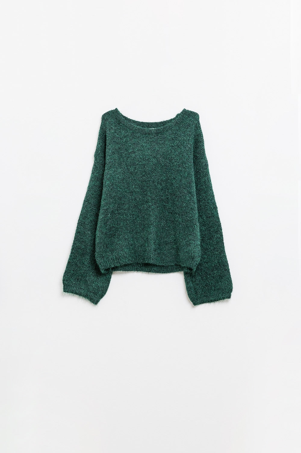 Cozy Balloon Sleeve Jumper in Emerald Green