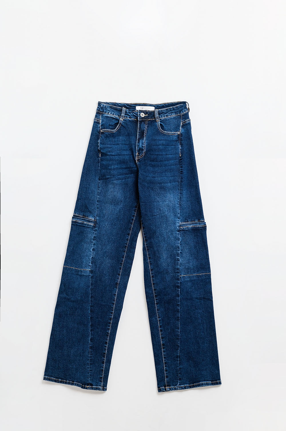High Waist Wide Leg Jeans with Side Pockets - Denim