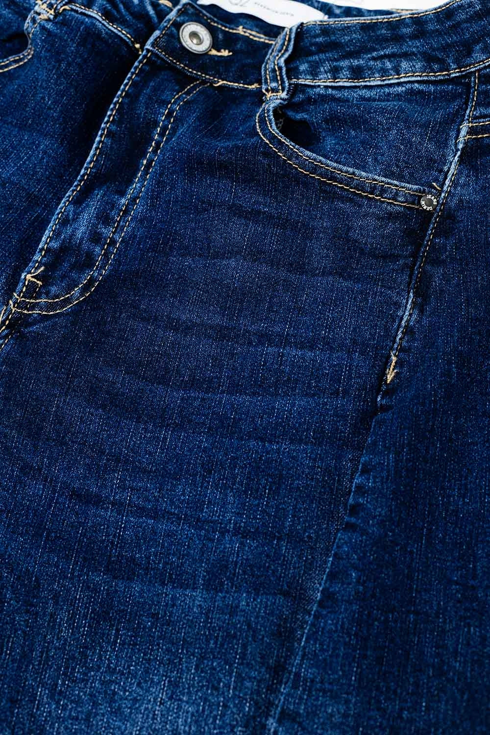 High Waist Wide Leg Jeans with Side Pockets - Denim