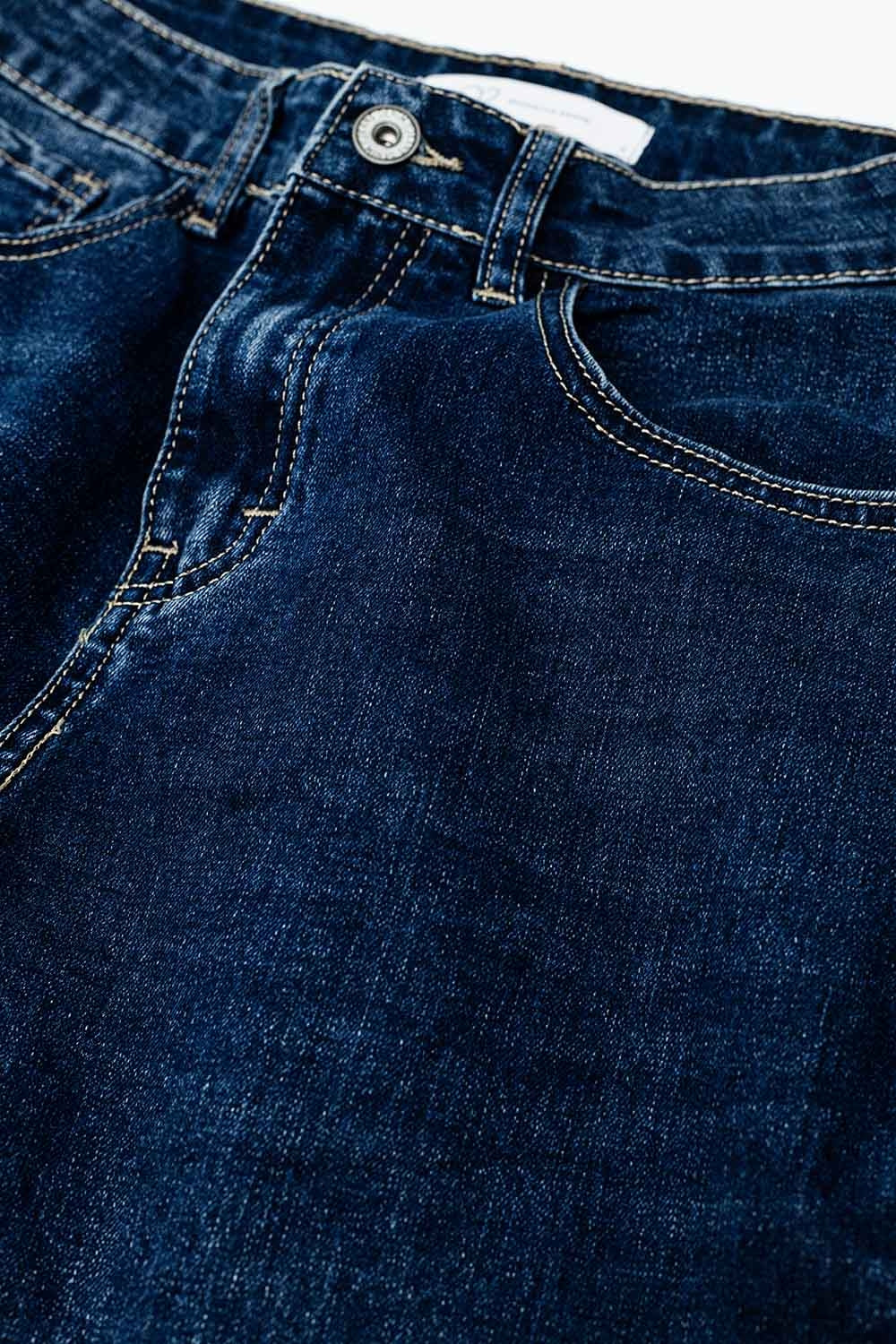 dark wash wide leg jeans - Denim