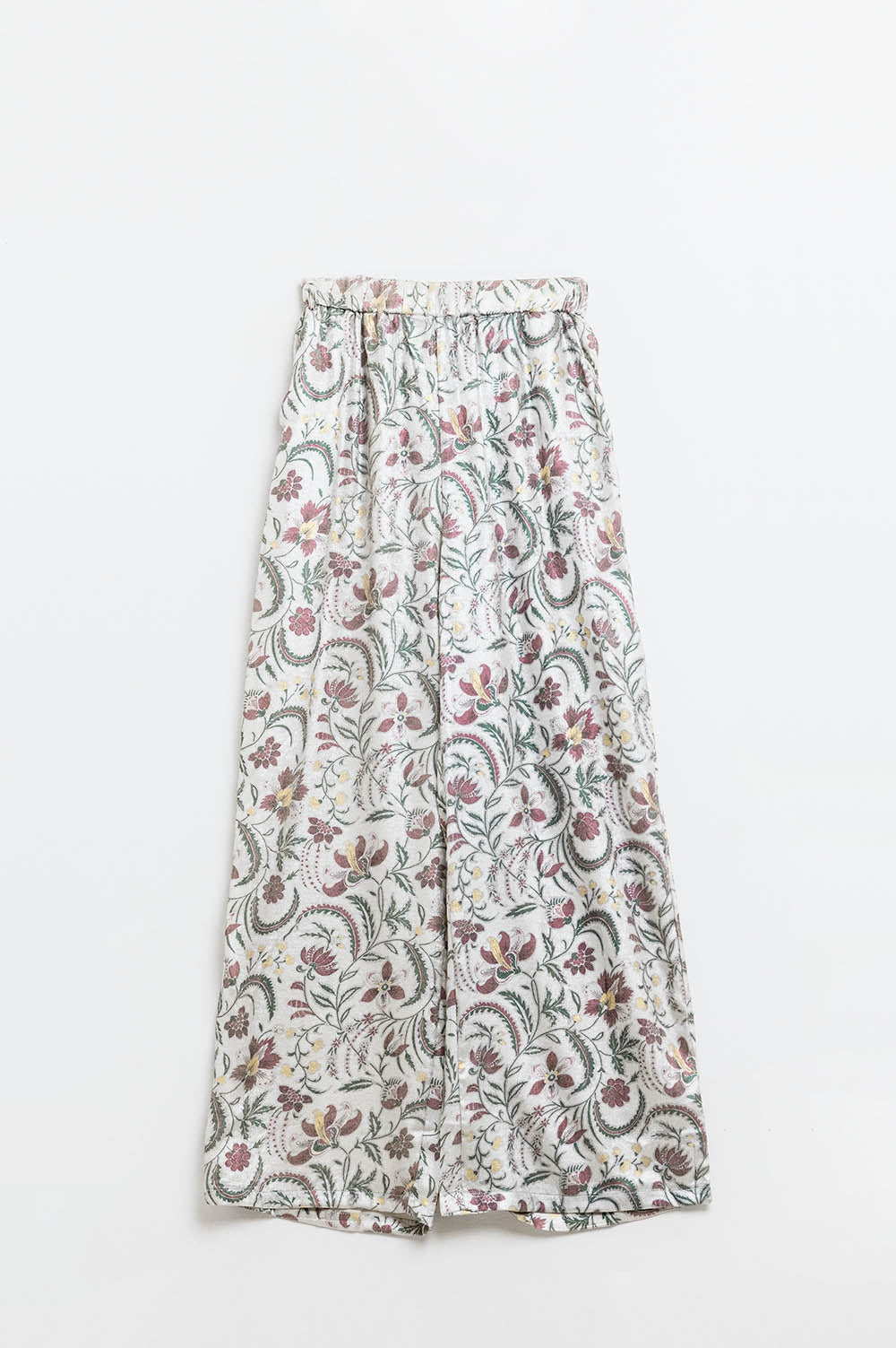gray flower printed satin pants - trousers