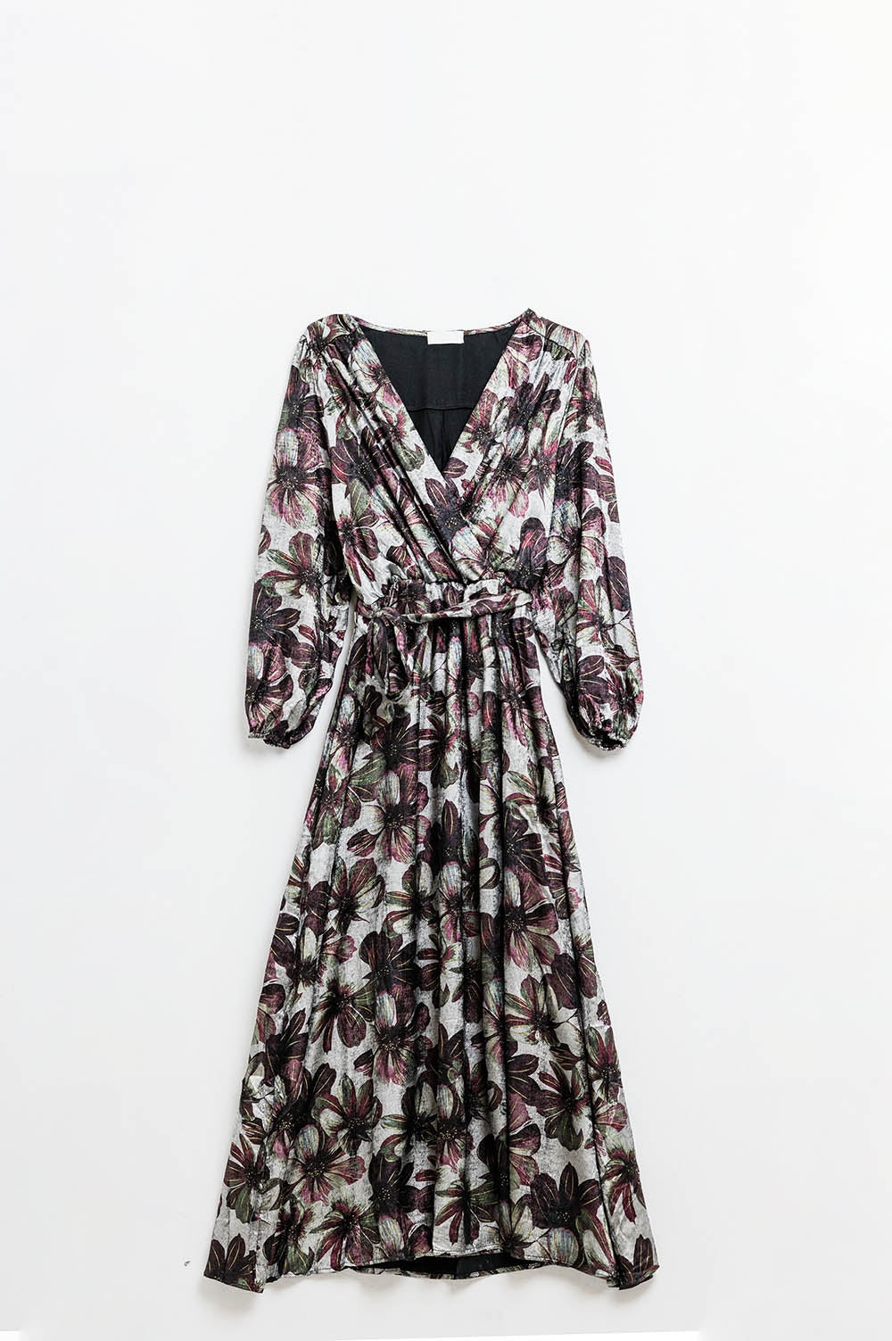maxi dress with metallic effect flower print - dress