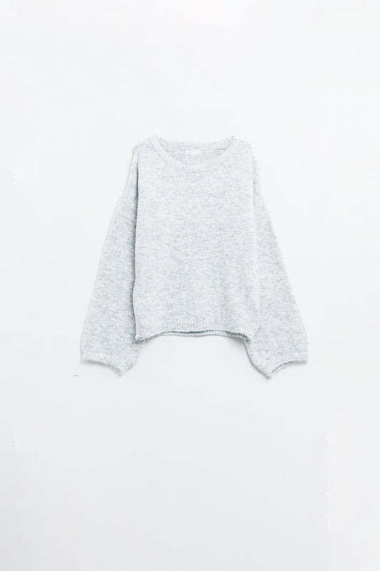 Cozy Balloon Sleeve Sweater in light grey - jumper