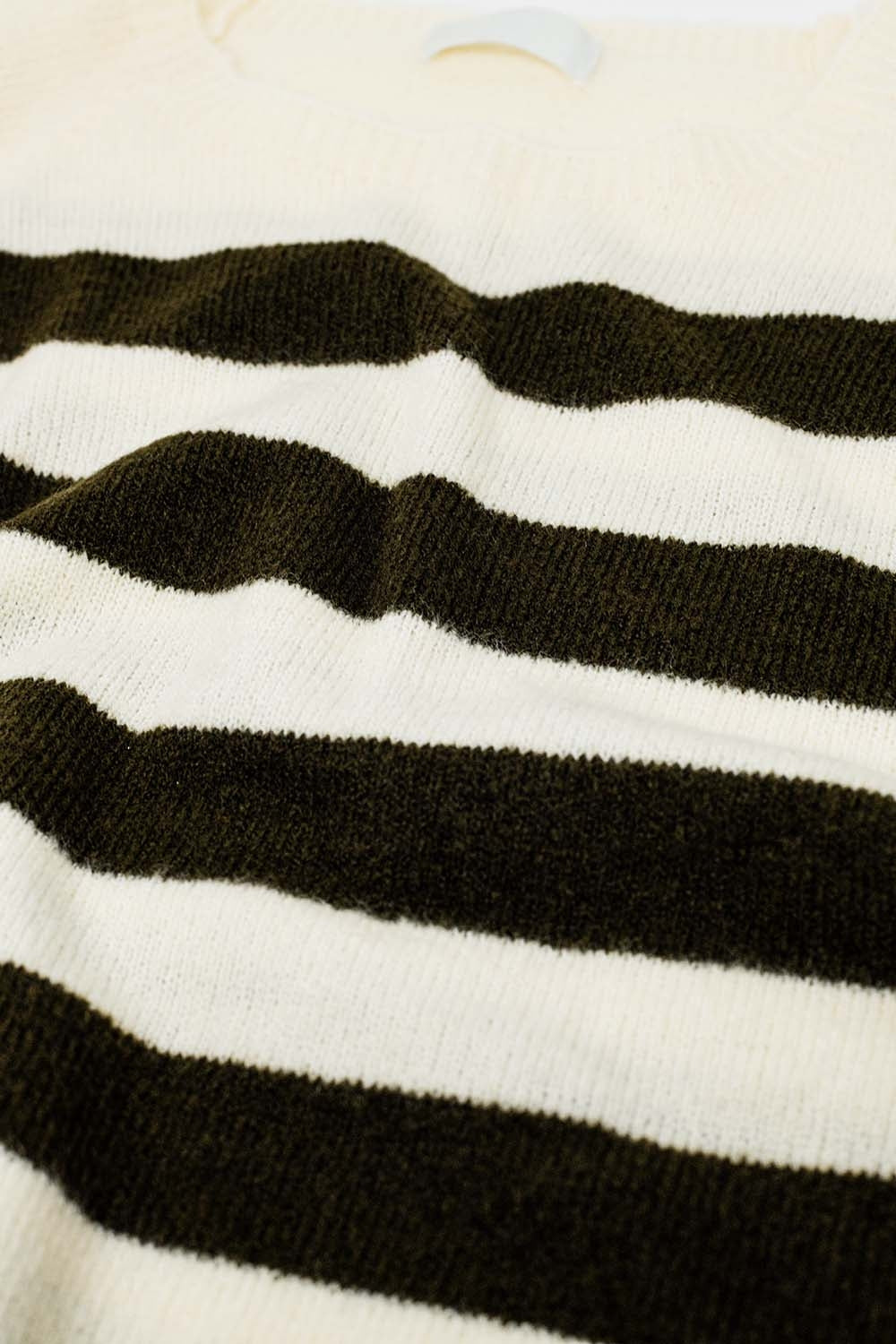Fine knit sweater in beige with brown stripes - jumper
