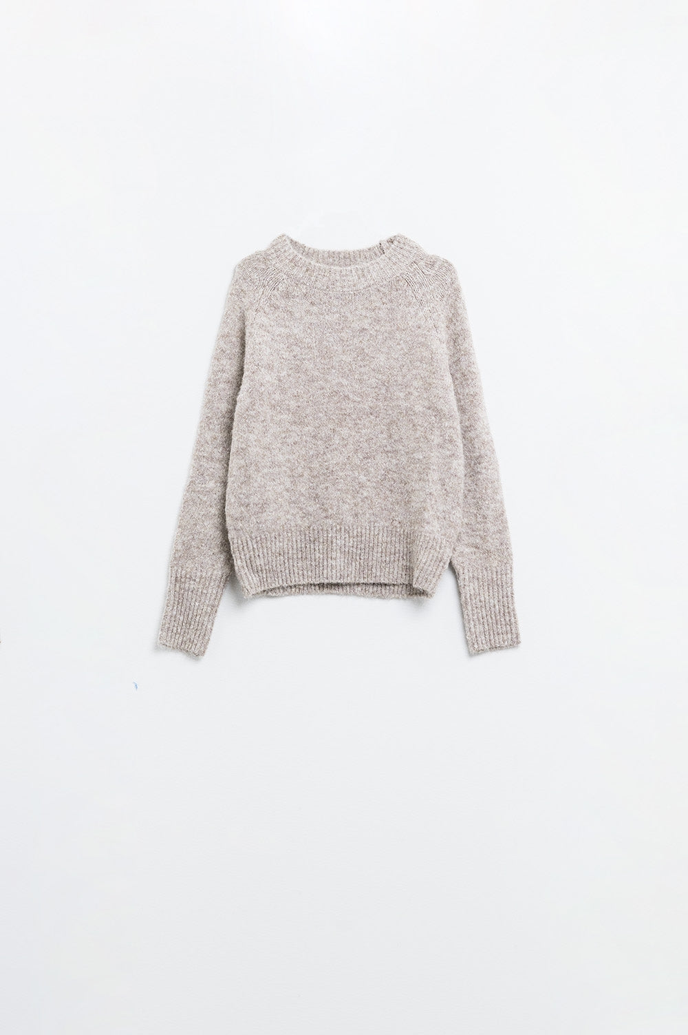 Basic Knited Crew Neck Sweater in beige color - jumper