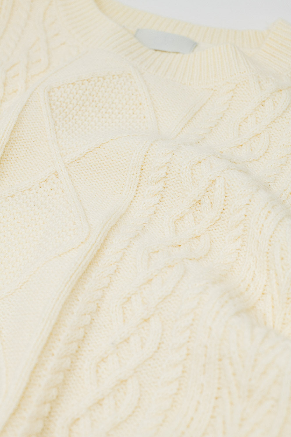 Cream soft knit sweater with cable pattern - jumper