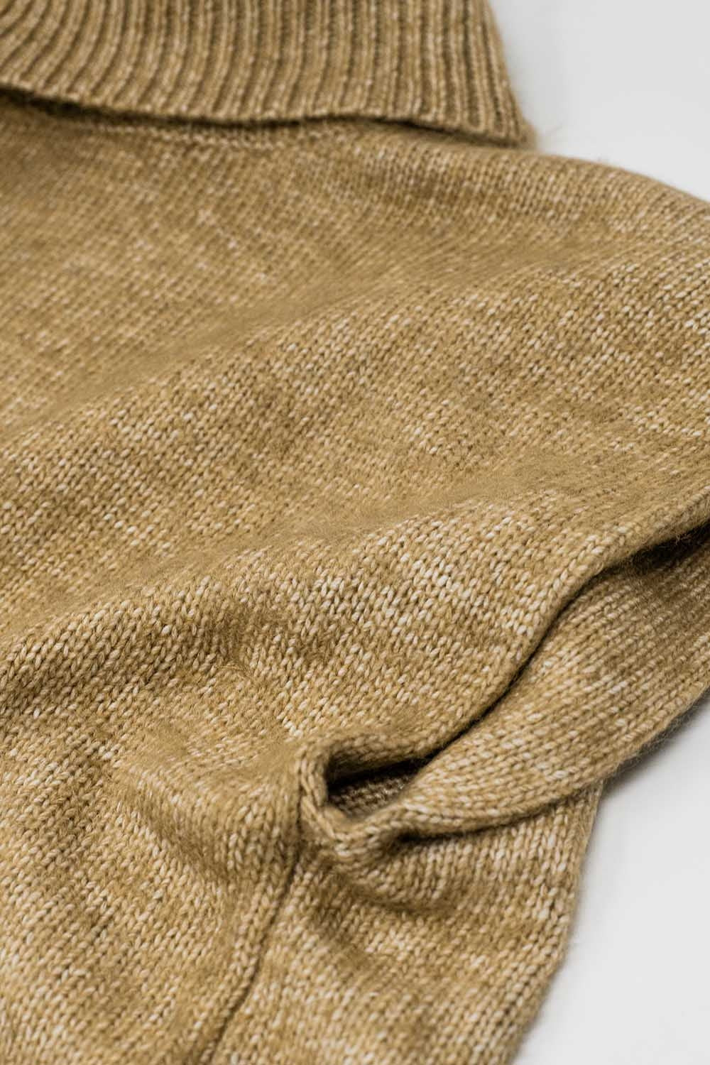 Cozy turtleneck sleeveless sweater in camel