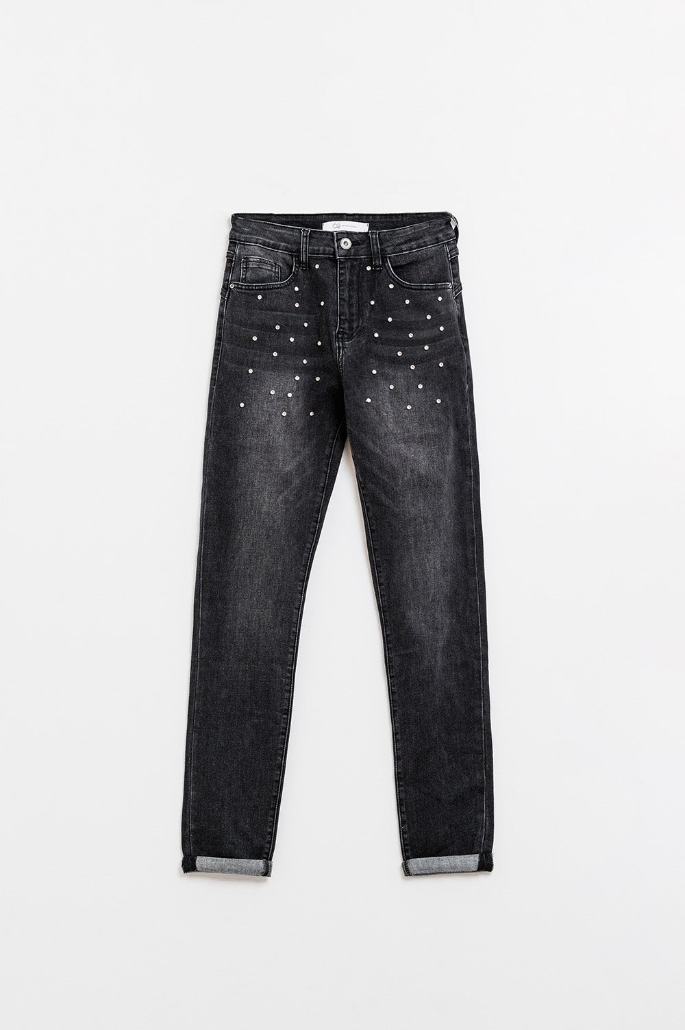Black Skinny Jeans WIth Rhinestones - Denim