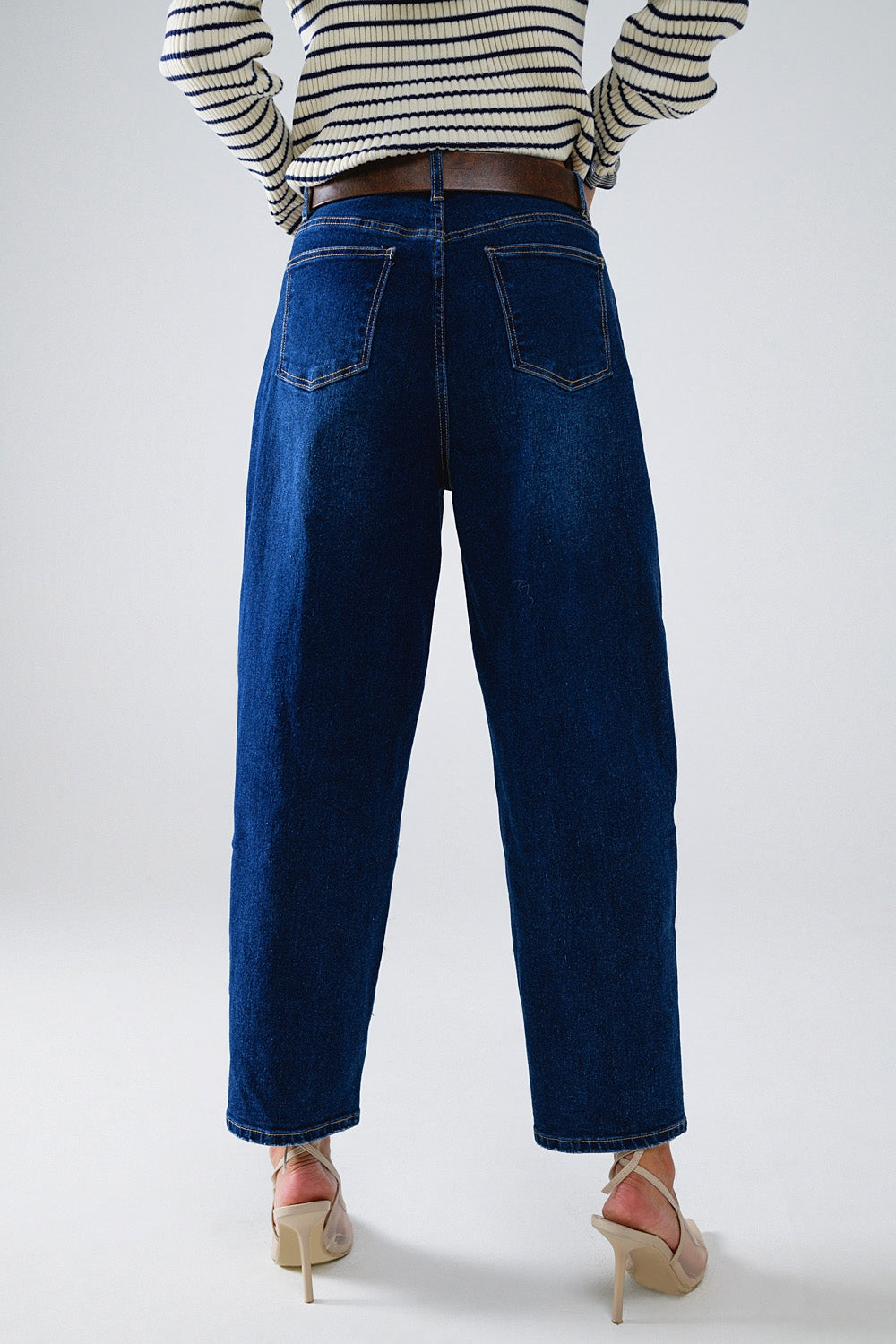 Wide Leg Mom Jeans In Mid Wash - Denim