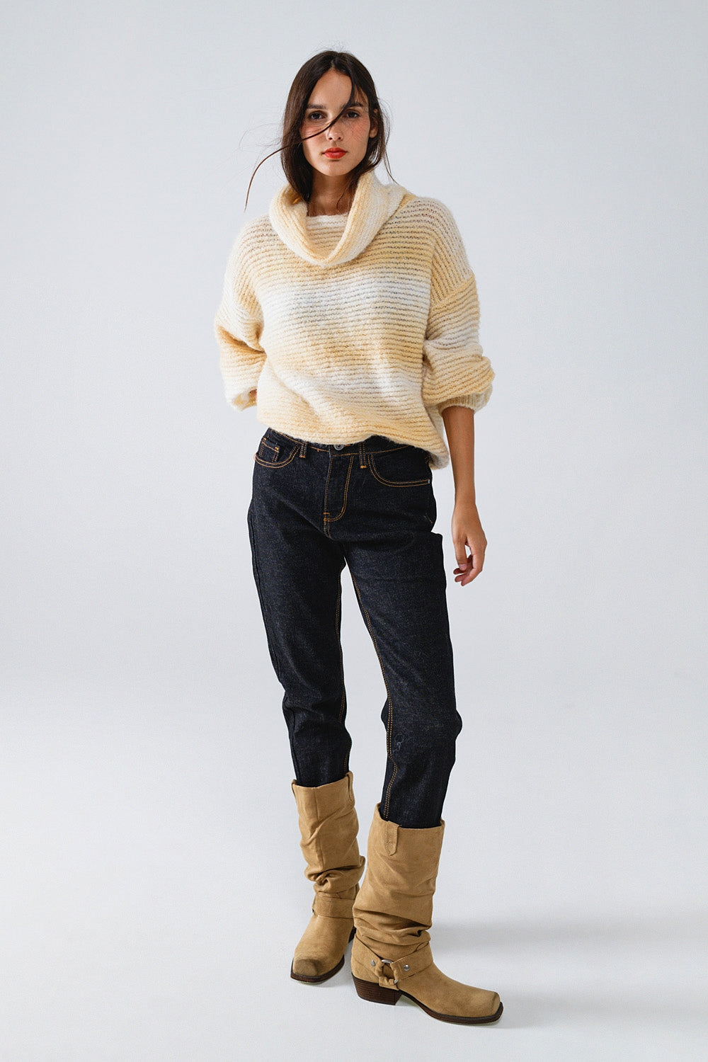 Skinny Jeans With Contrast Stitching - Denim