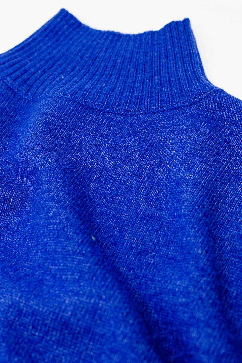 chunky knit sweater in blue with turtleneck - jumper