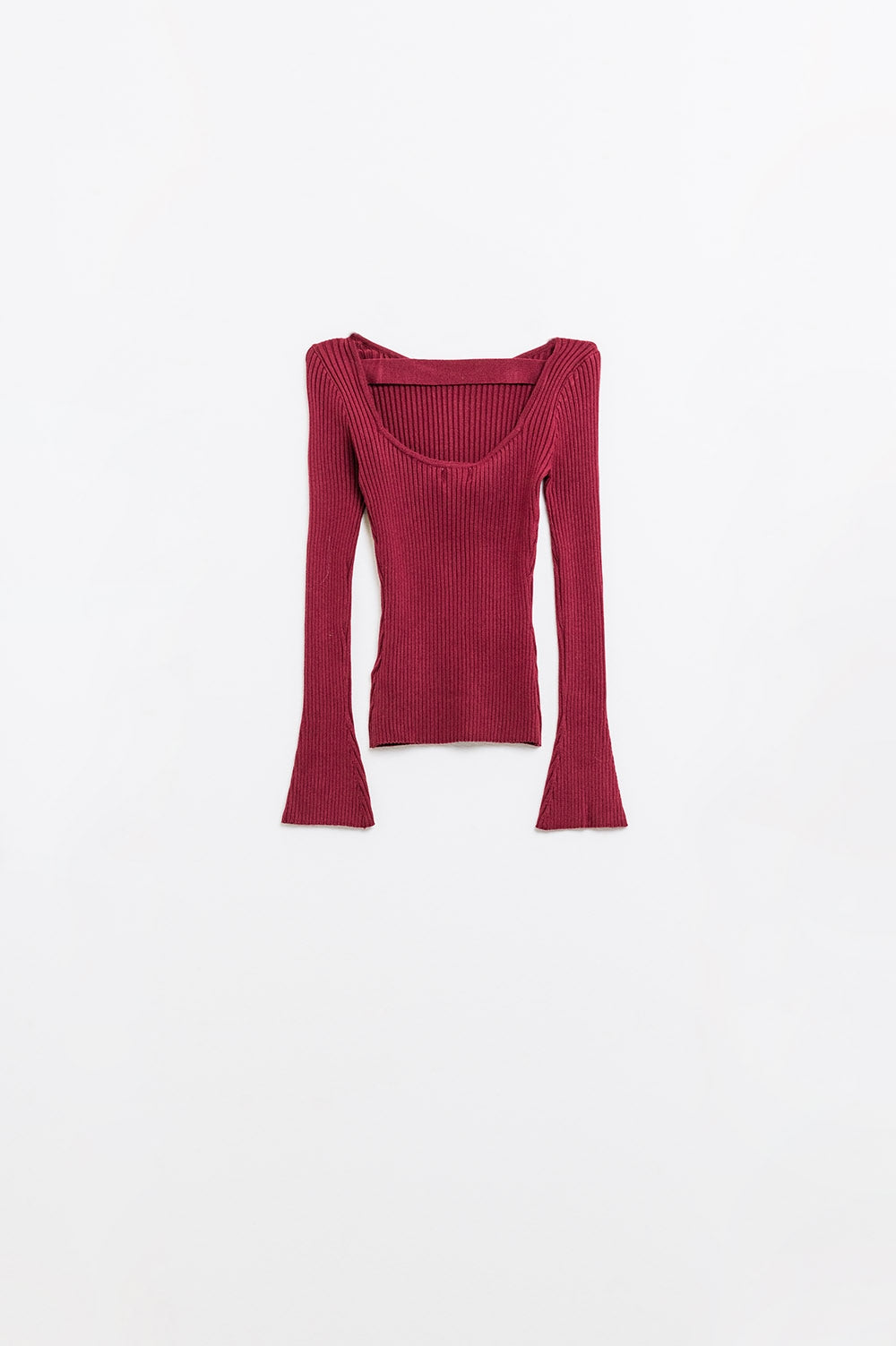 open back burgundy ribbed sweater