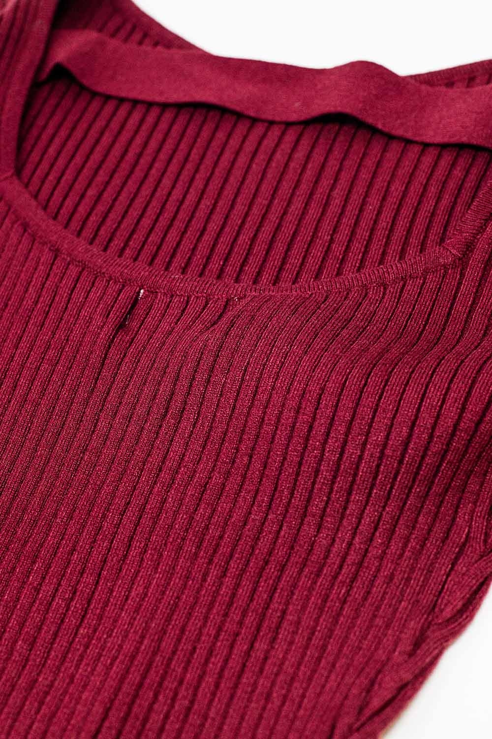 open back burgundy ribbed sweater