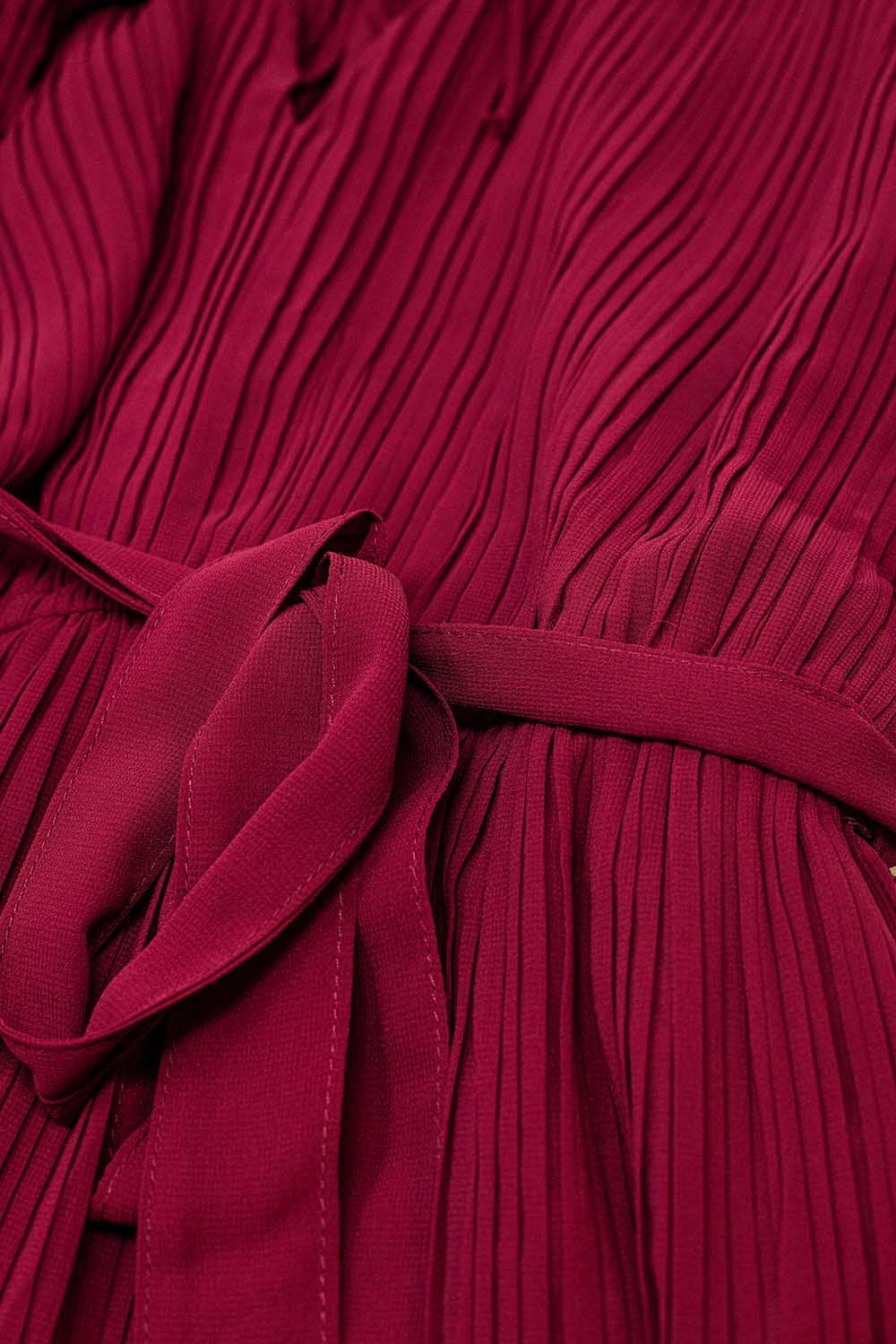 pleated chiffon dress in burgundy - dress