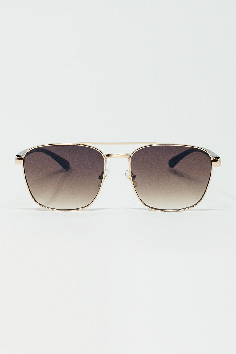 Squared Metal Sunglasses in Brown Smoke Lens