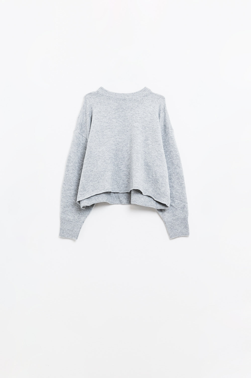 Soft knit grey jumper with balloon sleeves - jumper