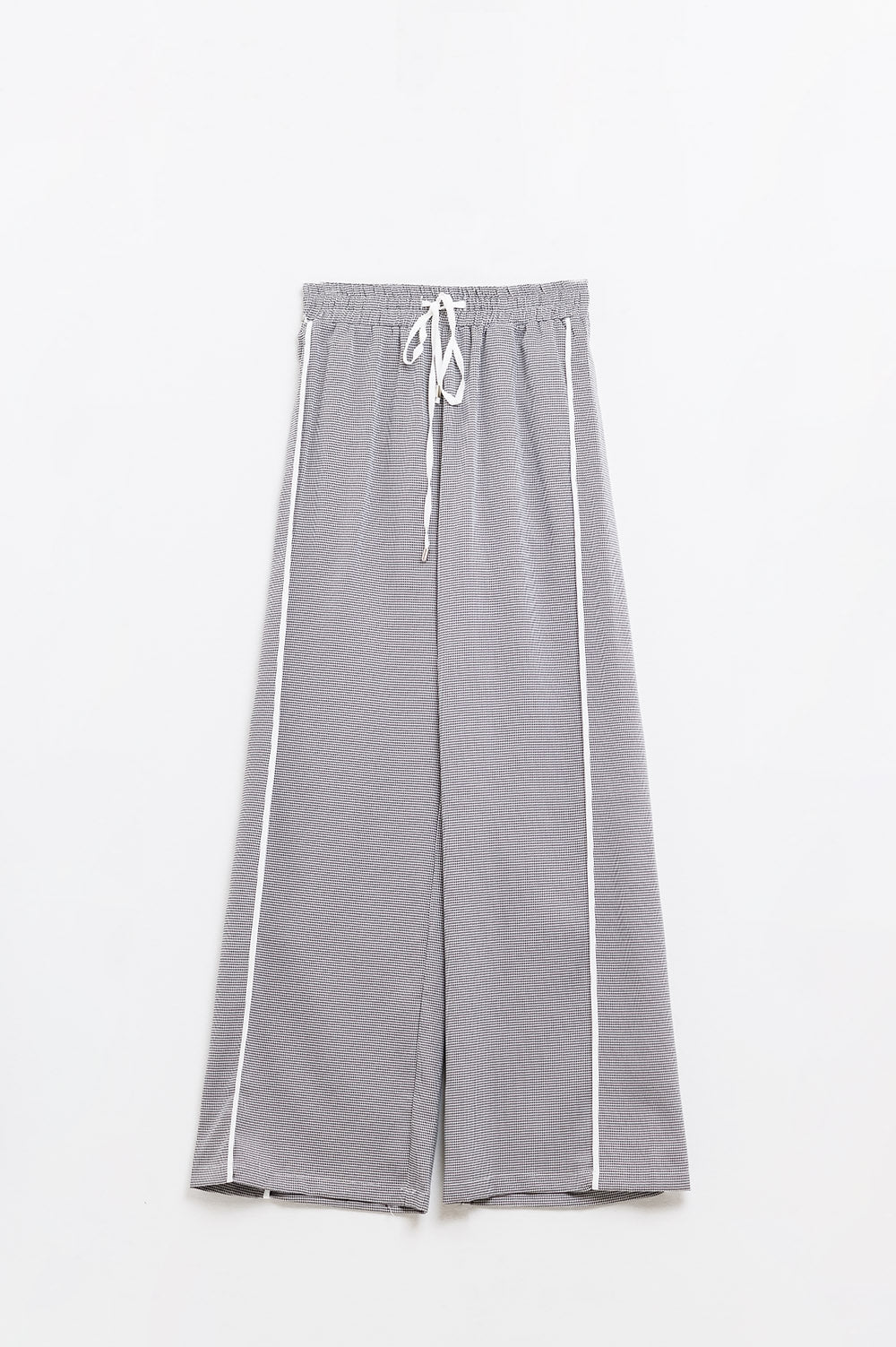 Palazzo Black and White Gingham Pants With Drawstring - trousers