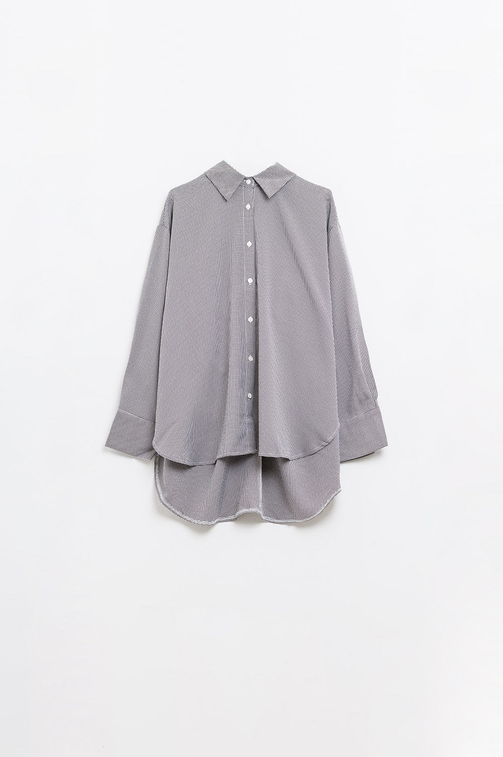 Oversize Gingham Shirt With Bow Detail in Black and White - Shirts