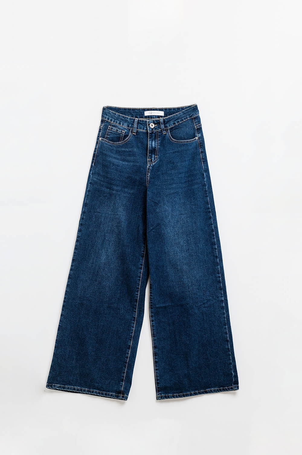 dark wash wide leg jeans - Denim