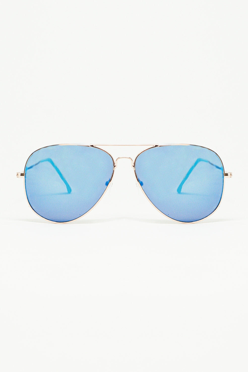 Retro Aviator Sunglasses  With Blue Smoke Lense and Golden Frame