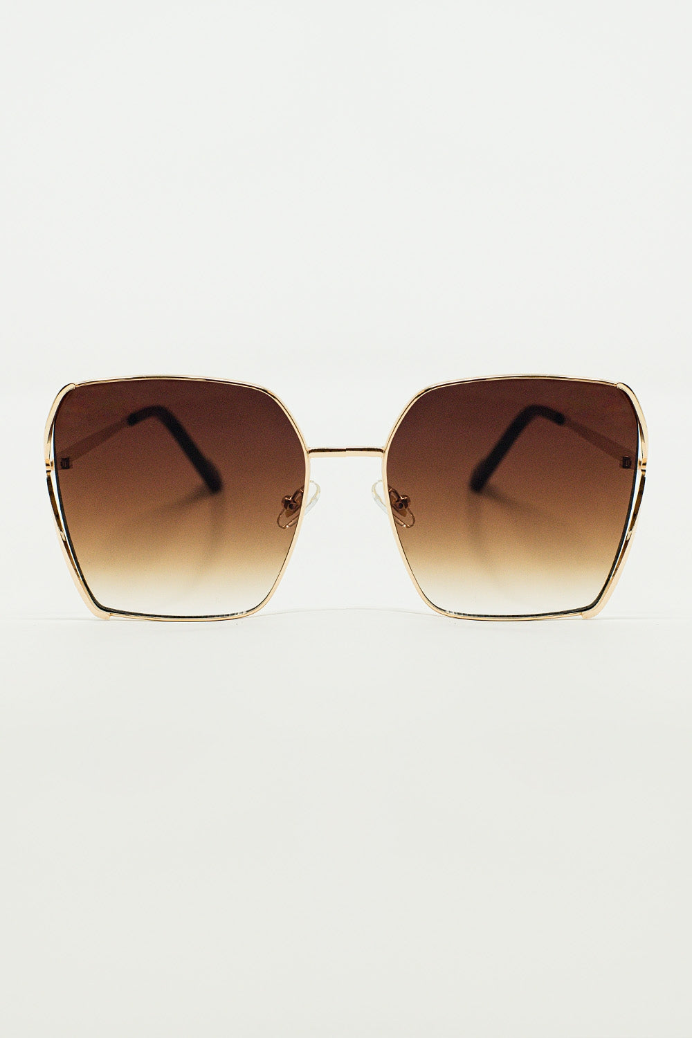 Oversized Square Metal Sunglasses In Brown Gradient Lens