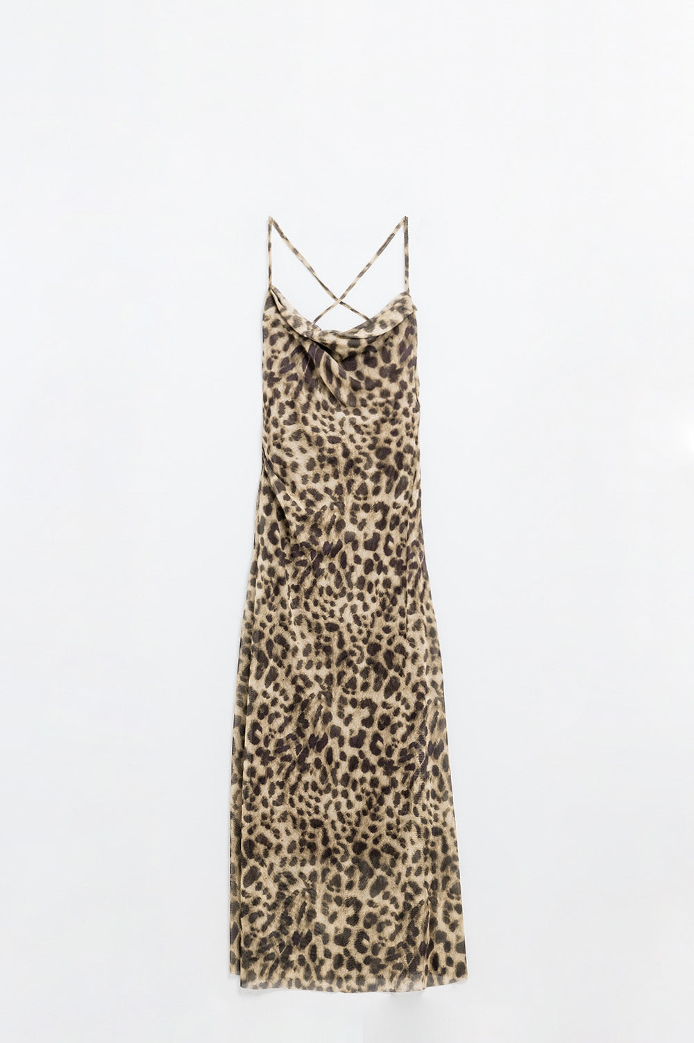 Leopard strap dress in mesh fabric - dress