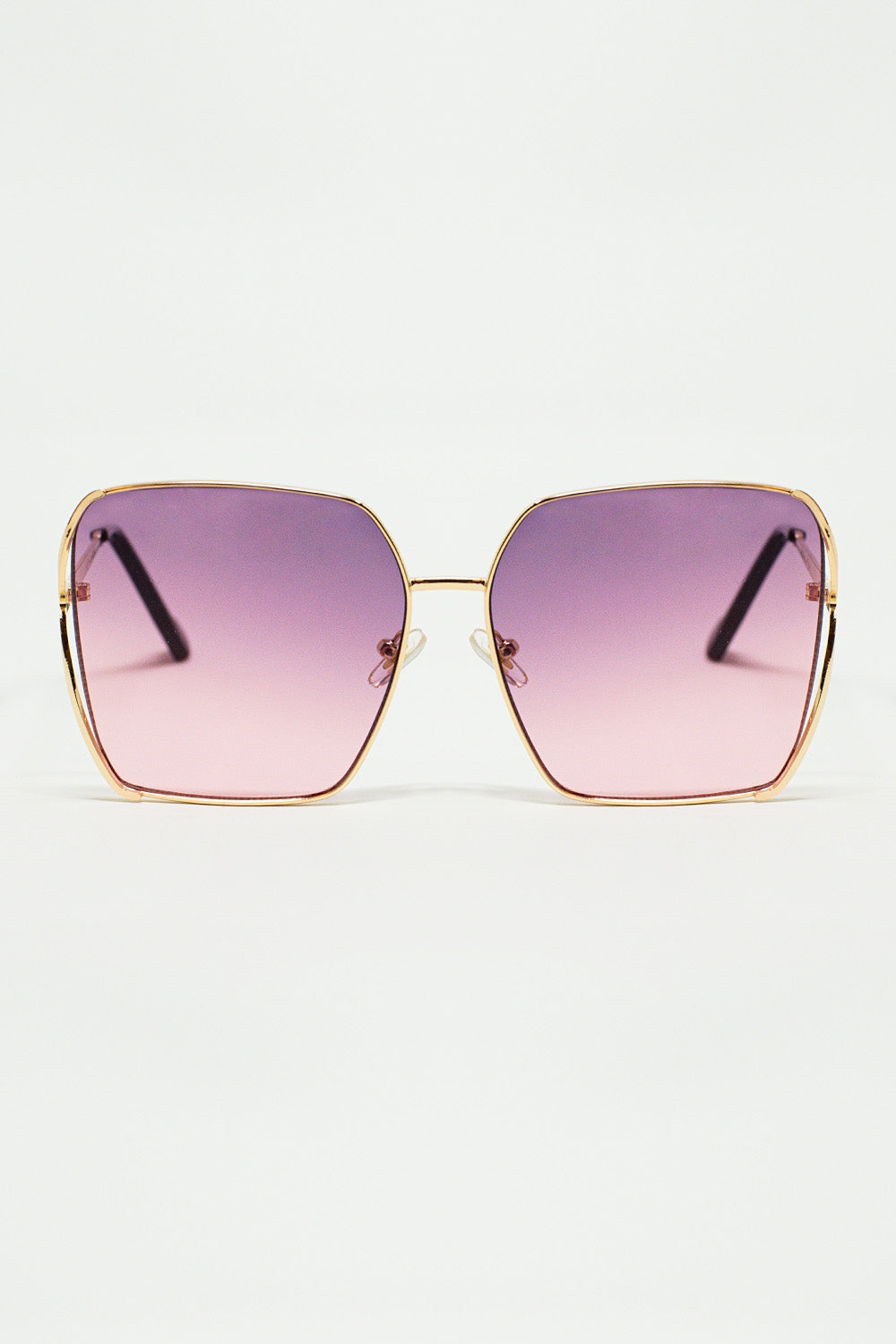 Oversized Square Metal Sunglasses In Purple Gradient Lens