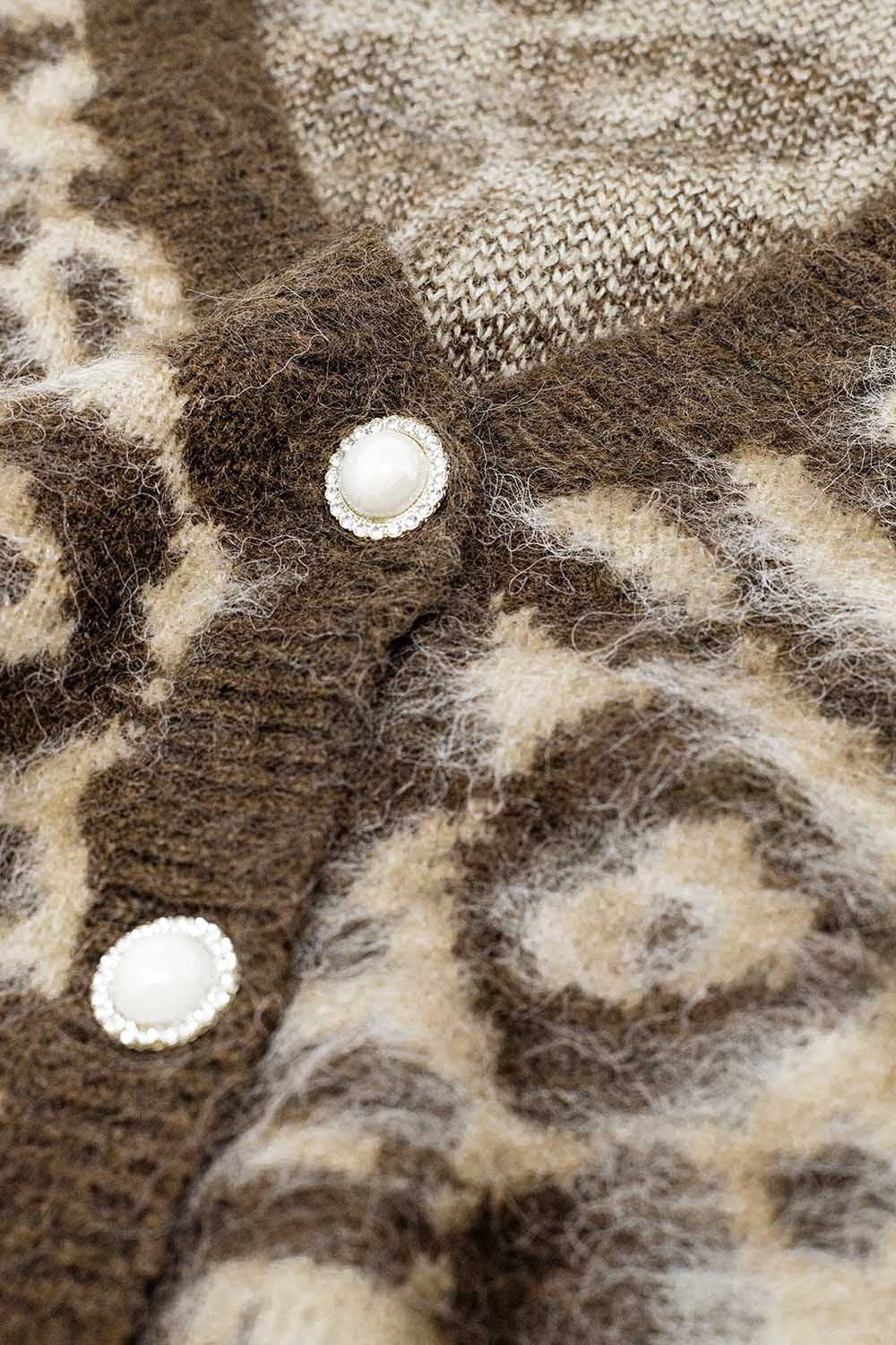 leopard print cardigan with wool in beige