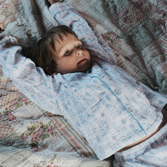 Blue Giraffe Organic Muslin Pyjamas - Pajamas