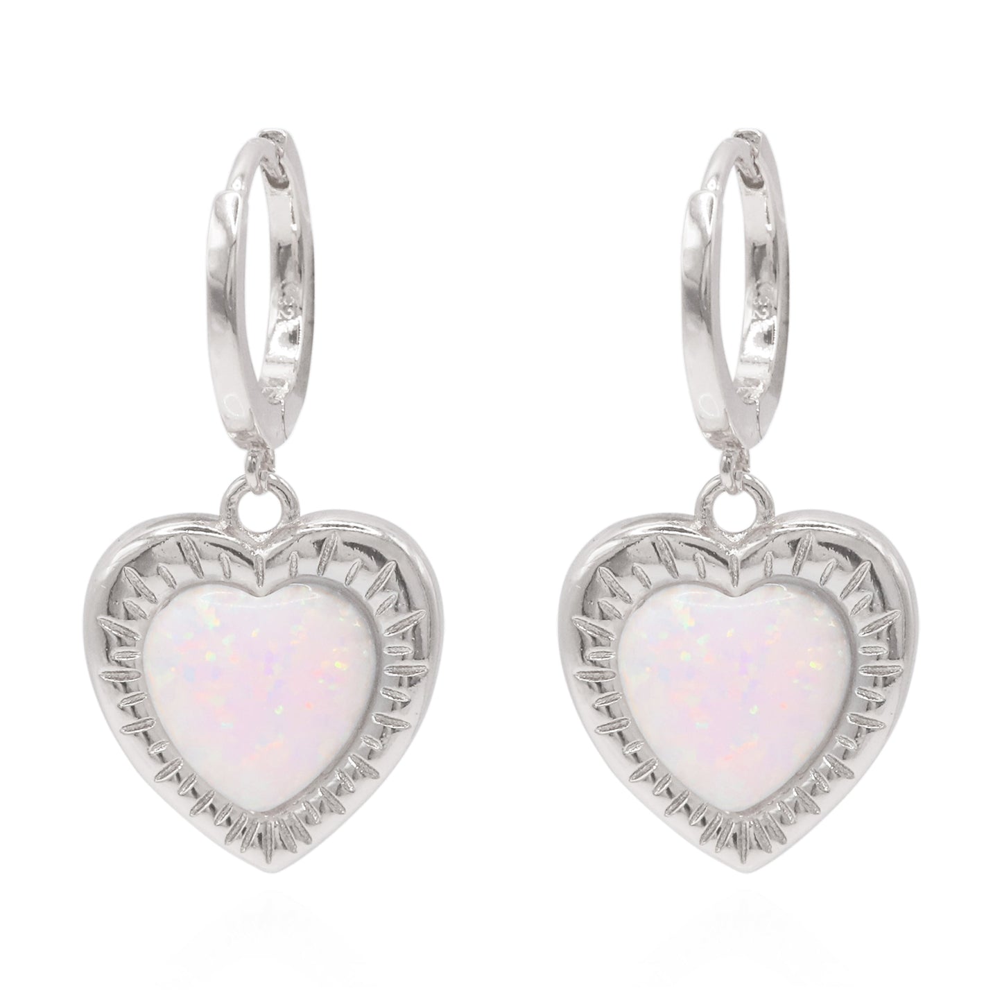 Adore Opal Heart Huggies | 925 Sterling Silver - Earrings