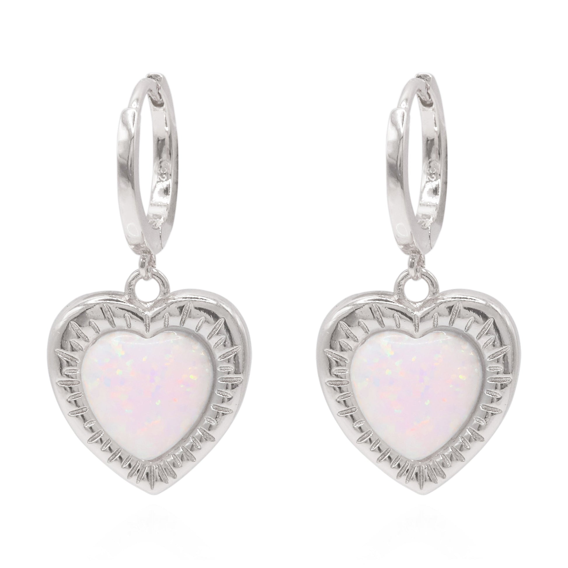 Adore Opal Heart Huggies | 925 Sterling Silver - Earrings