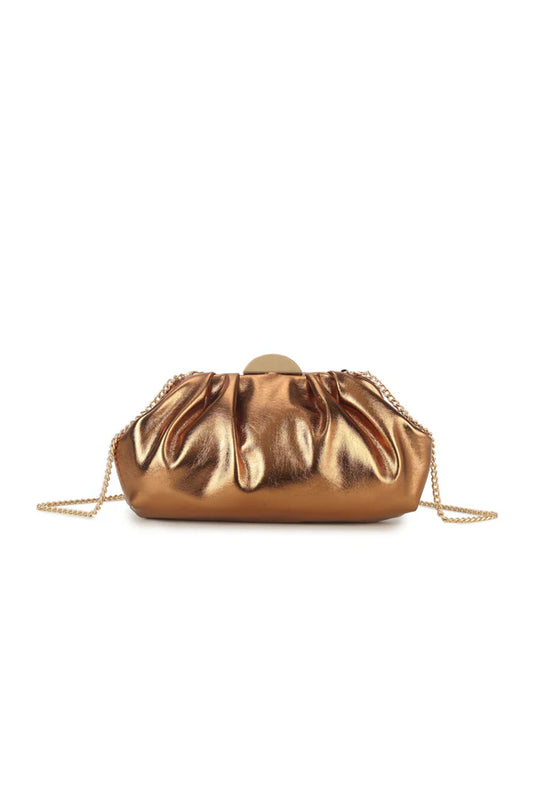 Bronze Ruched Clutch Bag - Clutch Bag