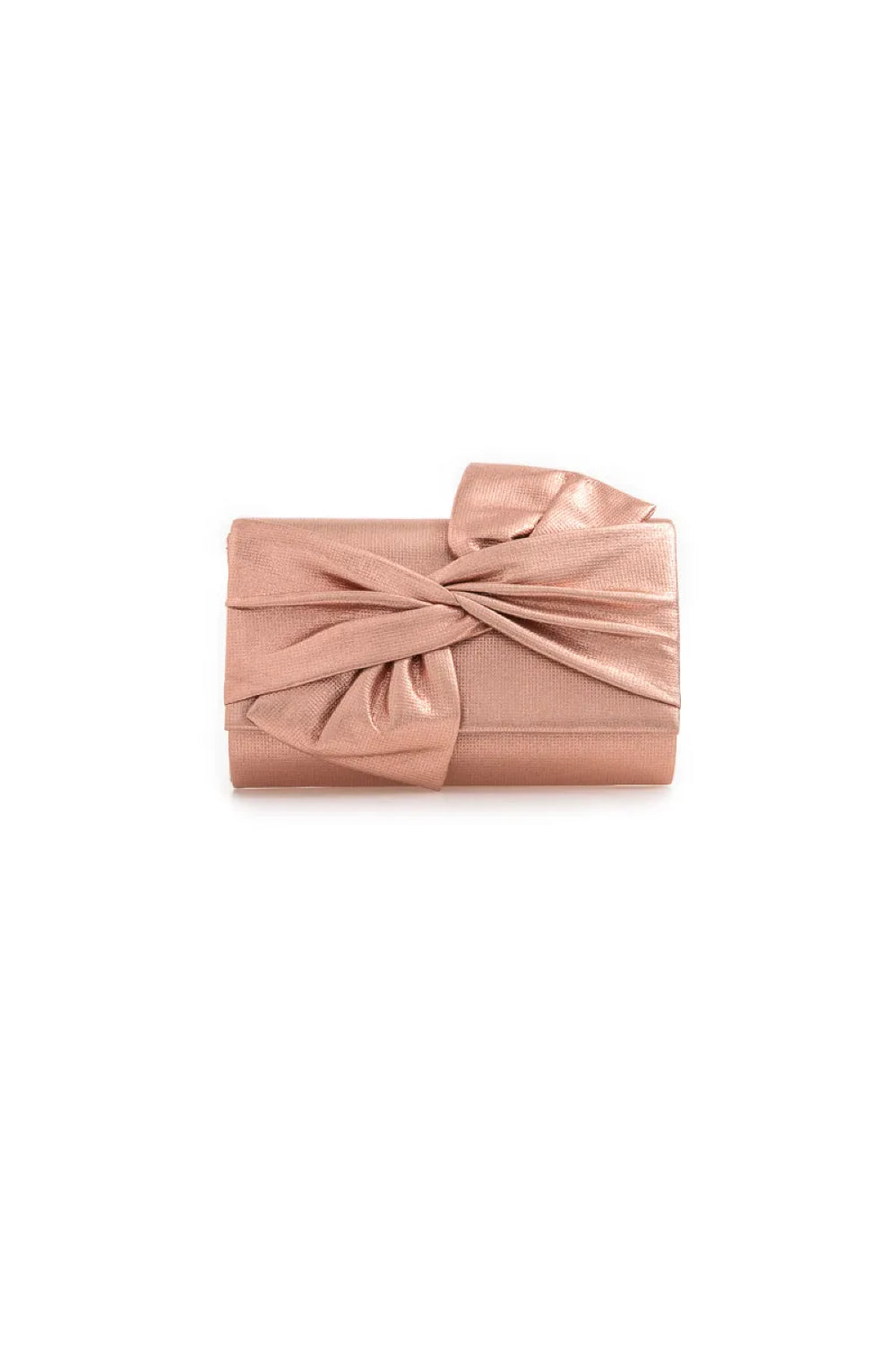 Champagne Evening Clutch Bag with Bow Detail - Clutch Bag