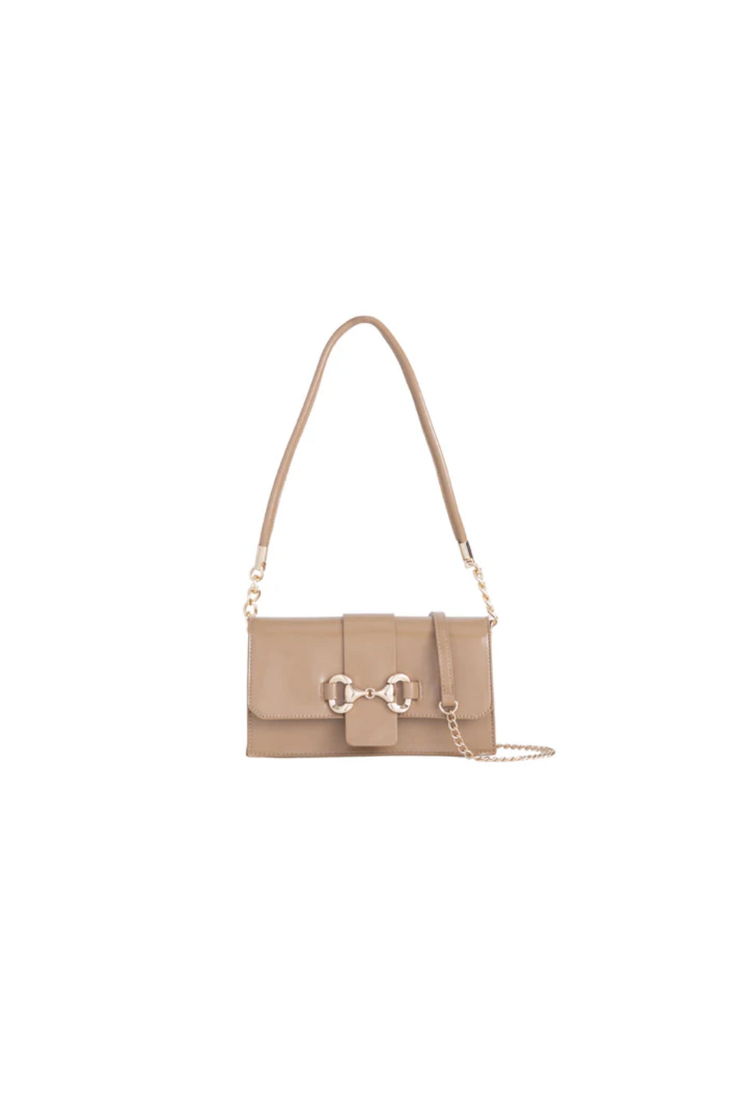 Beige Faux Leather Clutch Bag - Bags