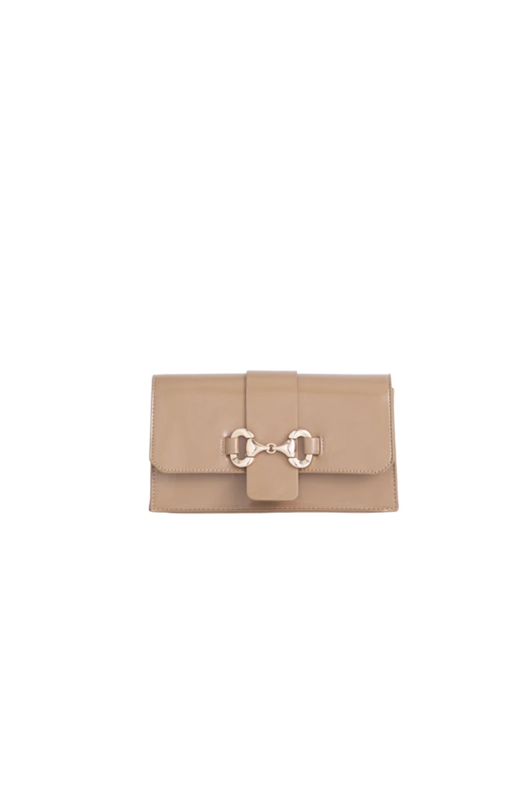 Beige Faux Leather Clutch Bag - Bags