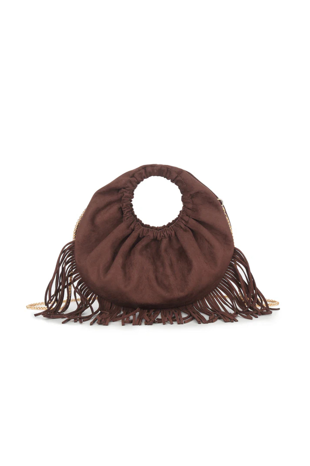 Brown Faux Suede Fringe Handbag - Bags