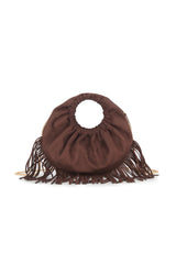 Brown Faux Suede Fringe Handbag