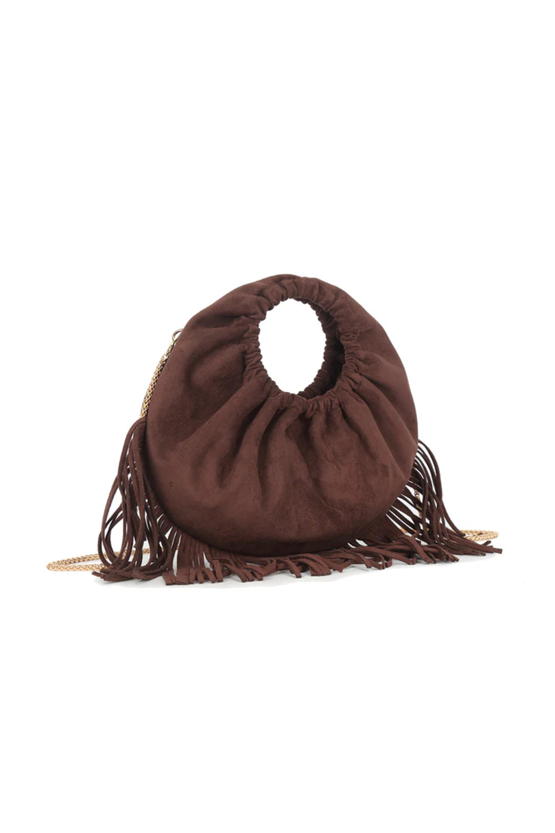 Brown Faux Suede Fringe Handbag - Bags