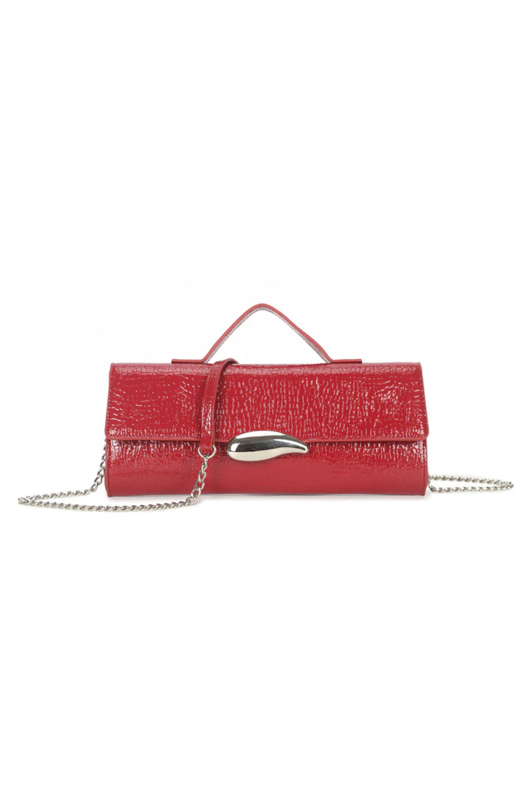 Red Croc Effect Clutch Bag - Bag