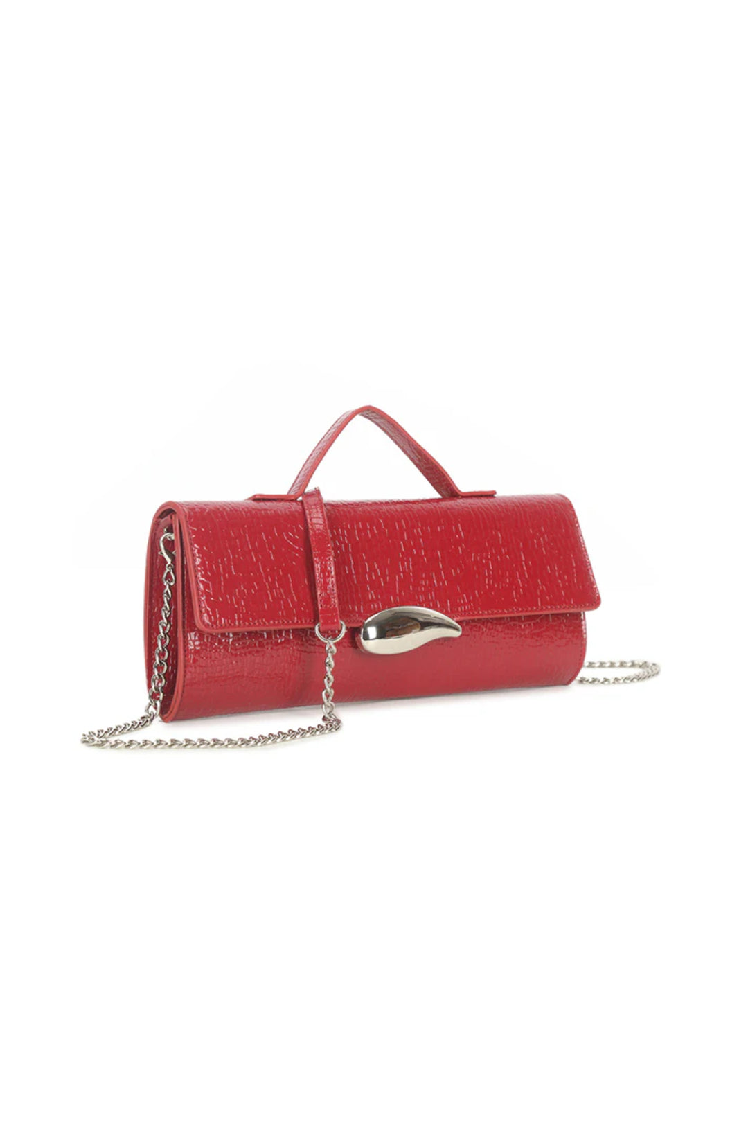 Red Croc Effect Clutch Bag - Bag