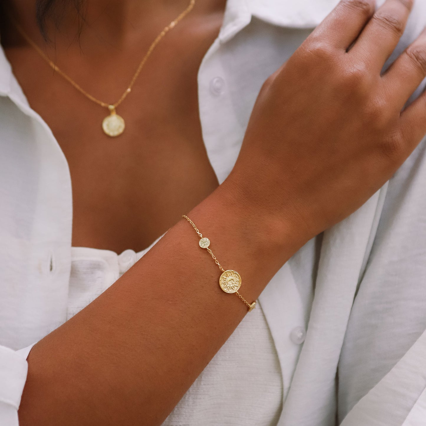 Alena Sun Coin Bracelet | 18K Gold Plated - Bracelet