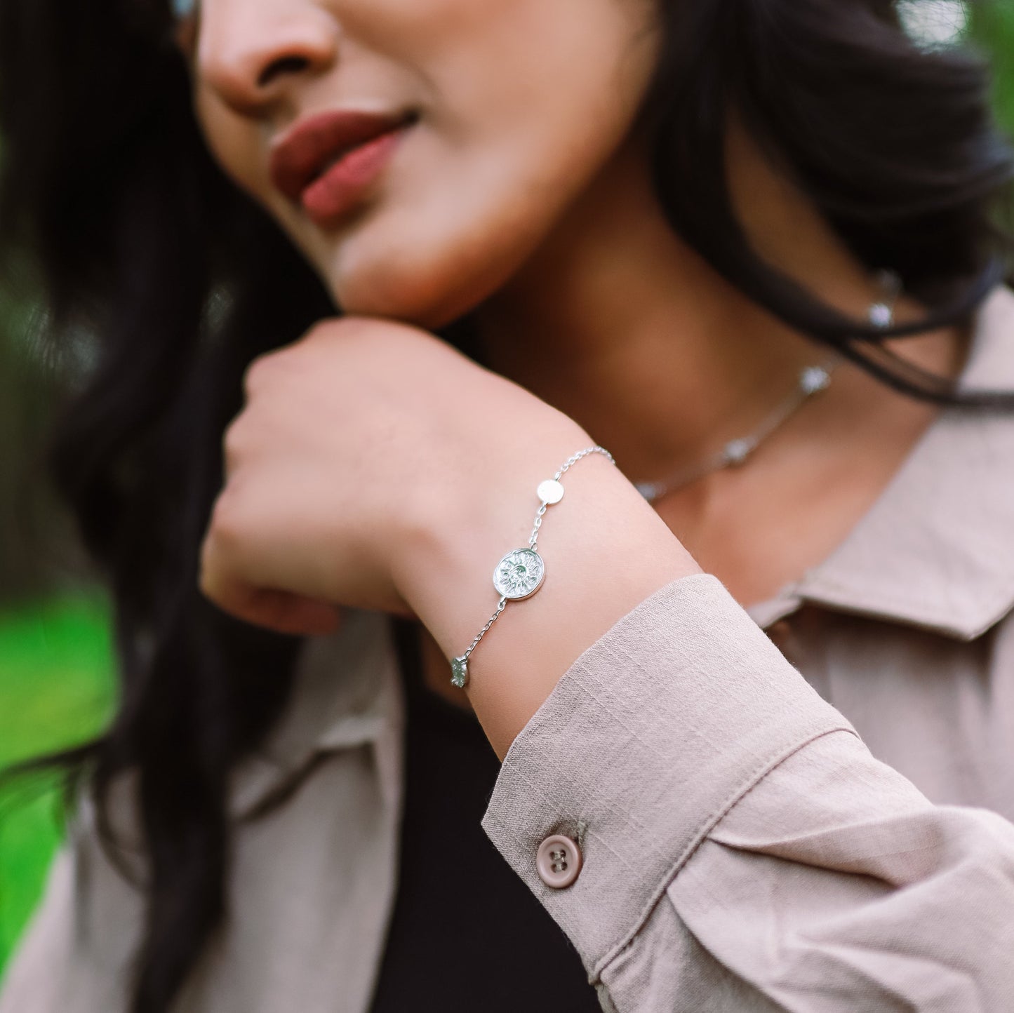 Alena Sun Coin Bracelet | 925 Sterling Silver - Bracelet