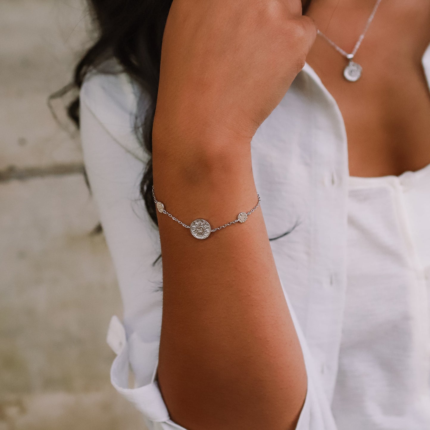 Alena Sun Coin Bracelet | 925 Sterling Silver - Bracelet
