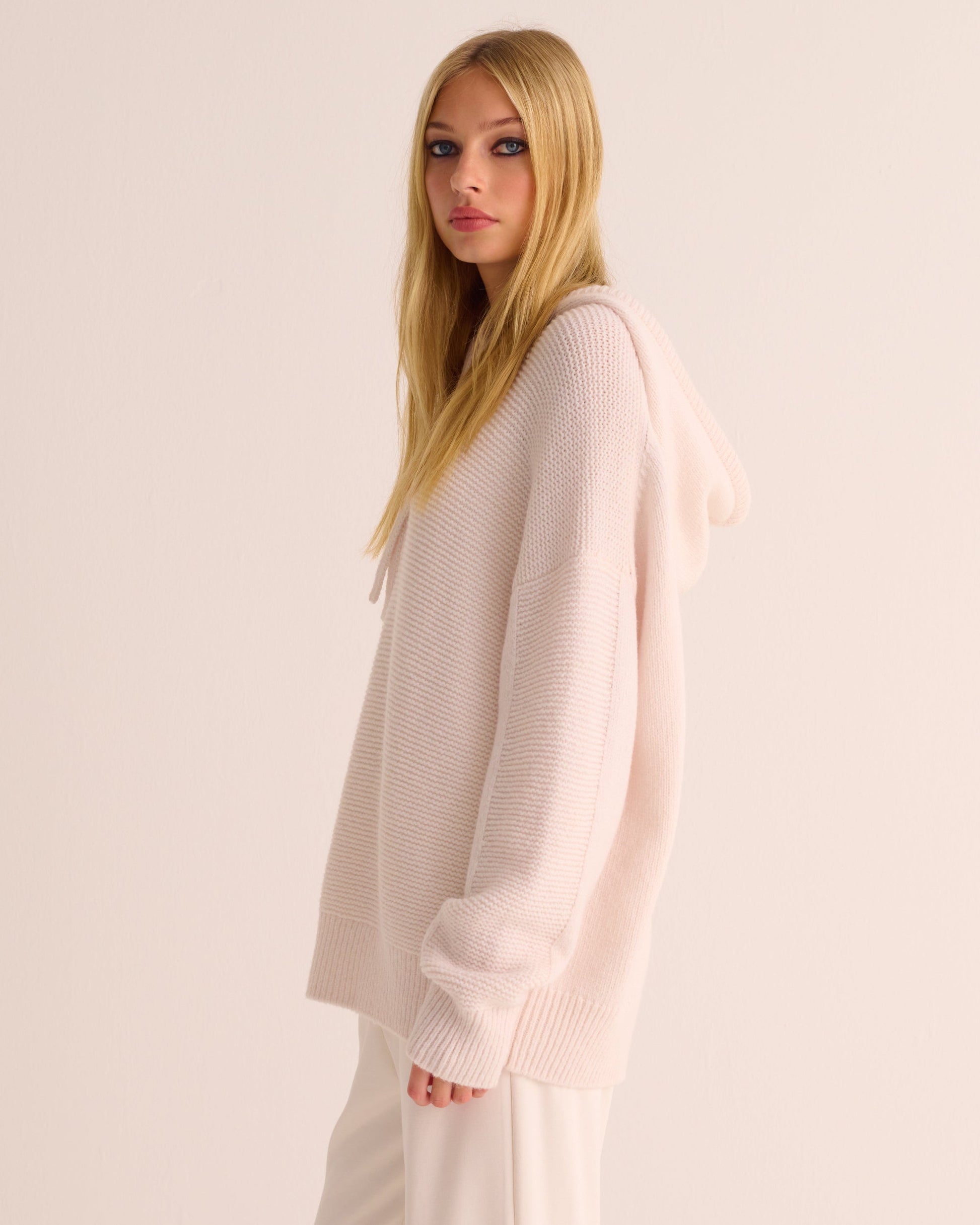 Ivory Alpaca Blend Hoodie - Loungewear