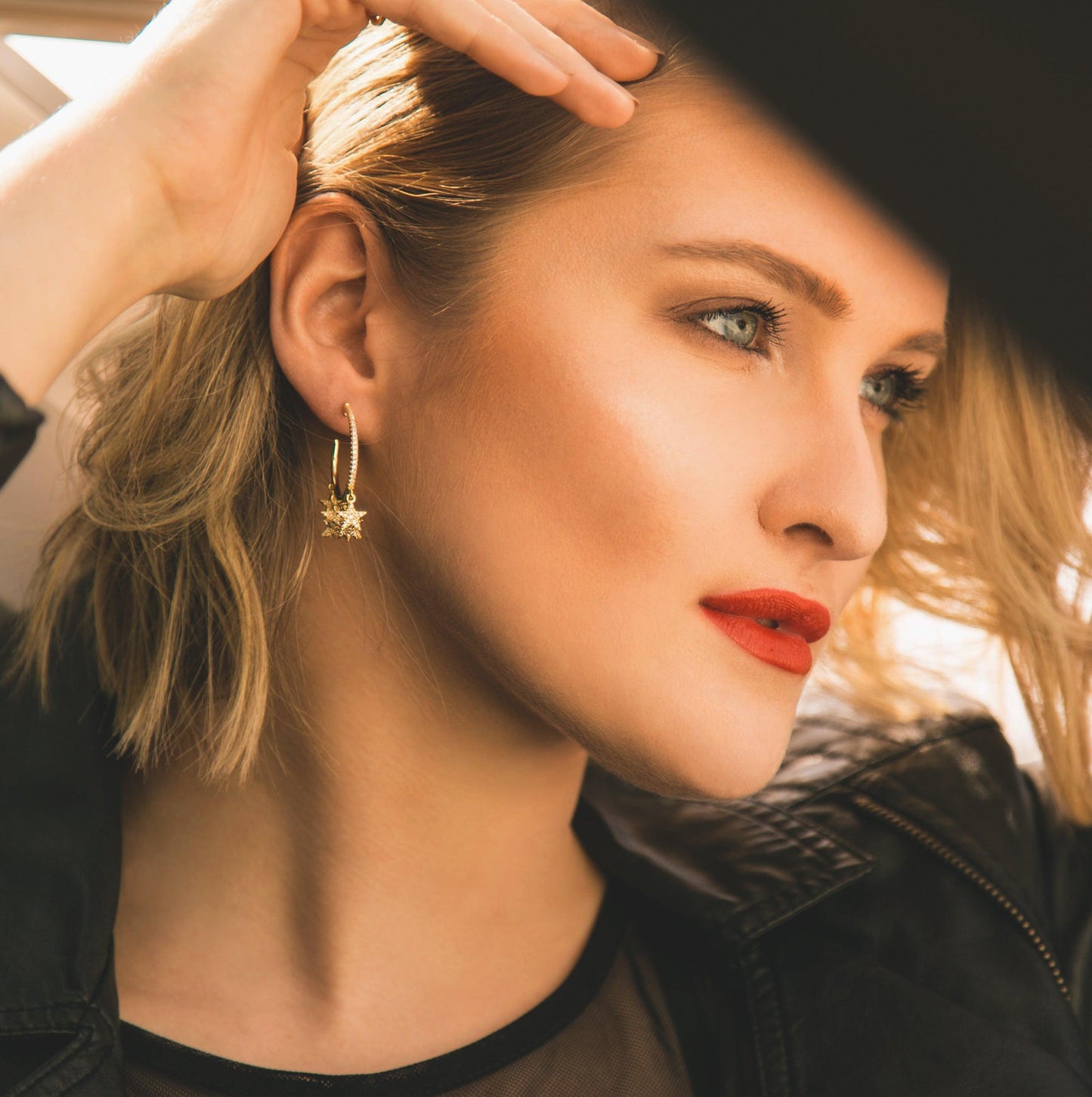 Lyra Star Hoop Earrings | 18K Gold Plated - Earrings