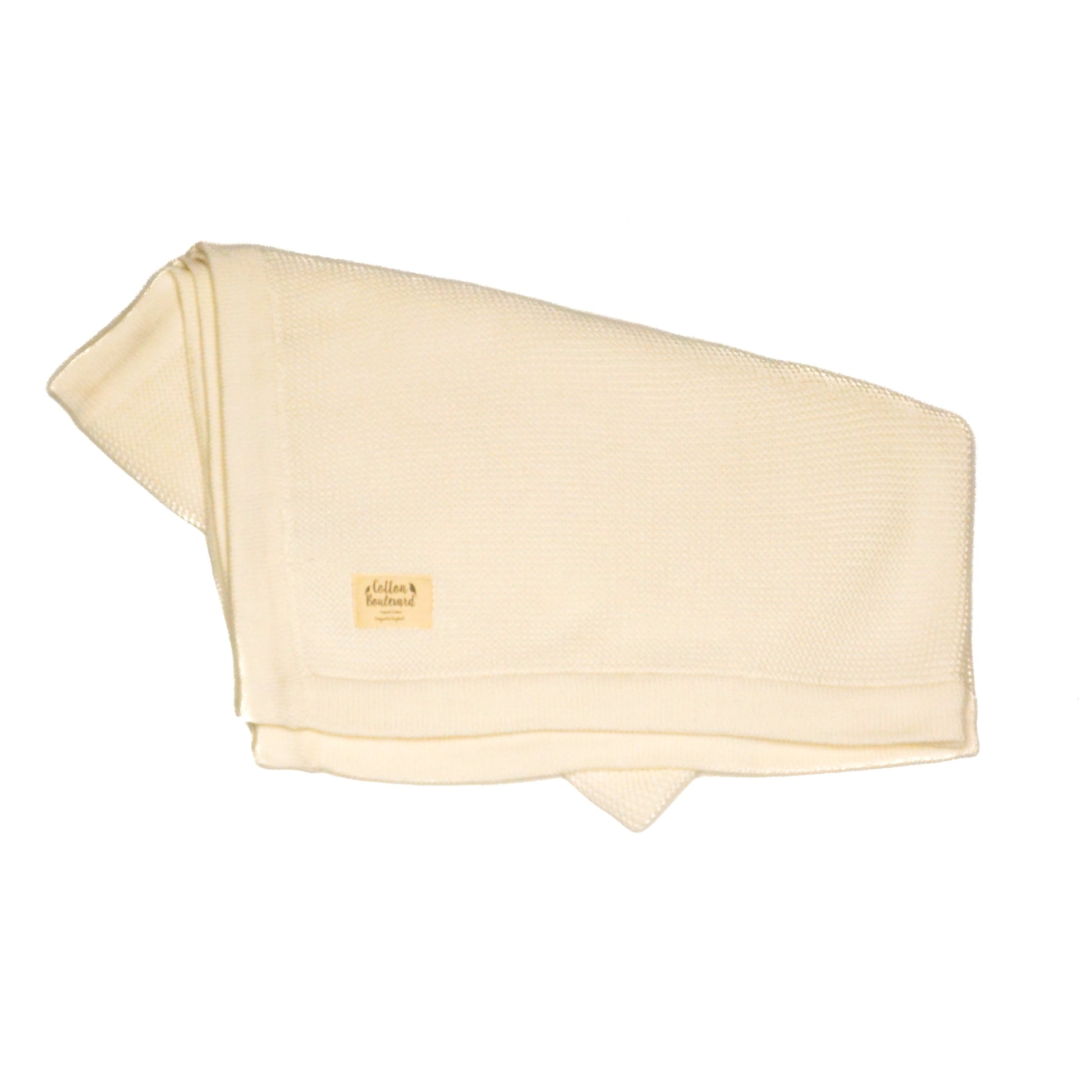 White Organic Cotton Knitted Baby Blanket – 100 X 80cm - Receiving Blankets