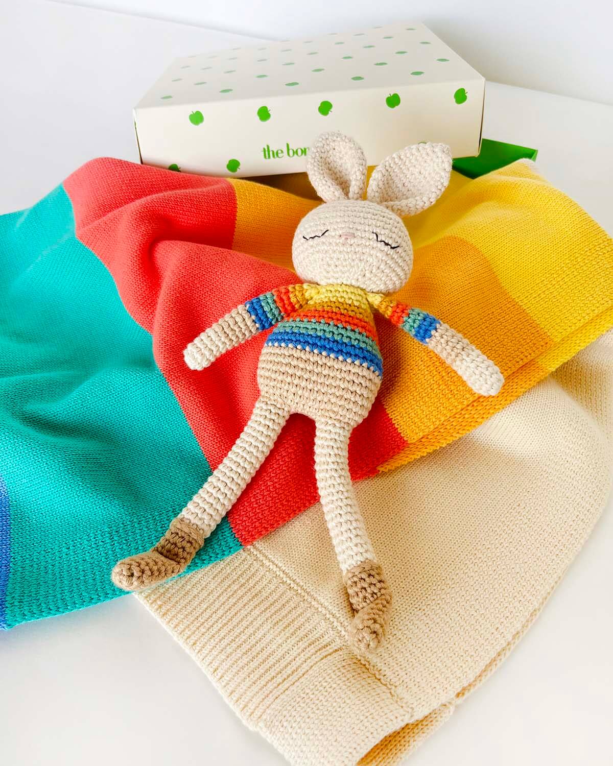 Bonnie Bunny Crochet Toy - Rainbow stripe - Stuffed Animals