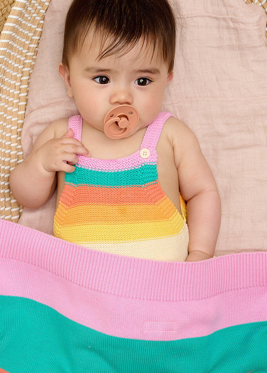Bobby - Pink Rainbow Stripe Shawl - Receiving Blankets